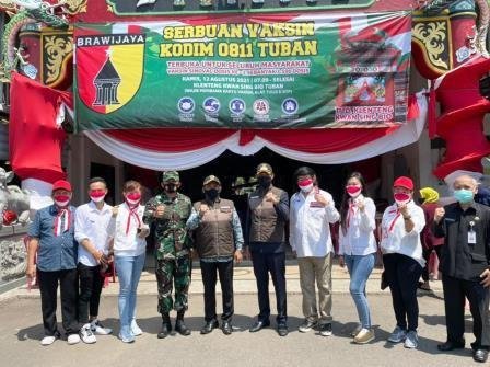 Kodim 0811/Tuban Gandeng TITD Kwan Sing Bio Tuban, Laksanakan Vaksinasi Dosis Kedua 4.710 Dosis