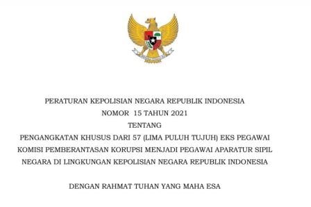 Aturan Terbit!! 57 Eks Pegawai KPK jadi ASN Polri