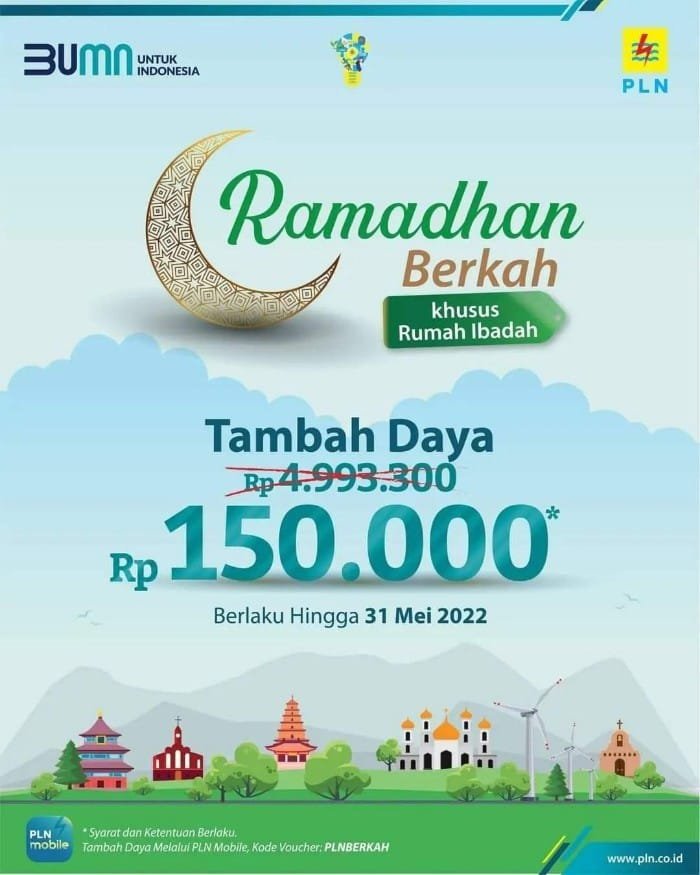 Promo Ramadhan Berkah, Tambah Daya Rumah Ibadah Cuma Rp 150 Ribu